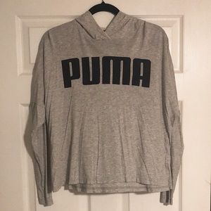 Woman’s Light Weight Puma Hoodie- Grey with Black Lettering (mesh hoodie lining)